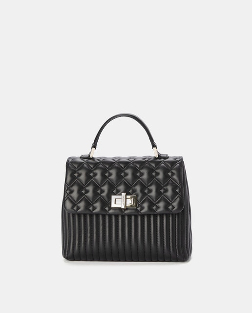 Bolso de mano de piel negro