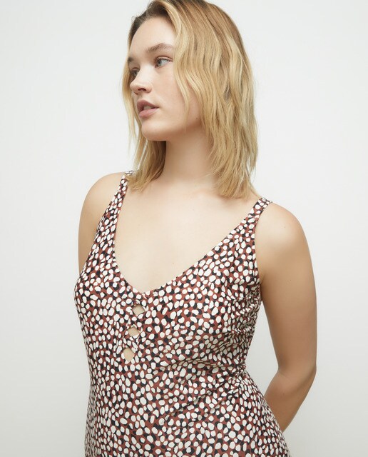 Women's swimsuit with printed neckline detail