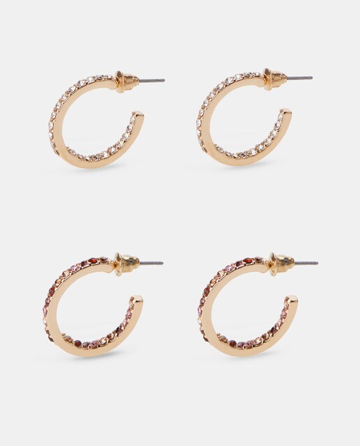 Pack of two pairs of shiny hoop earrings