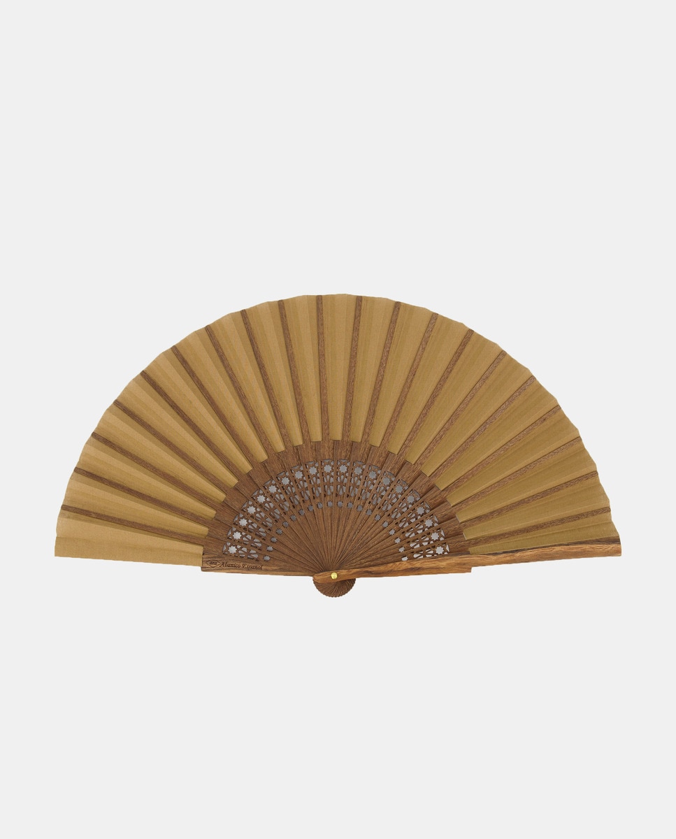 Folgado Romeu - Abanico de madera calada con tela ancha en rojo.