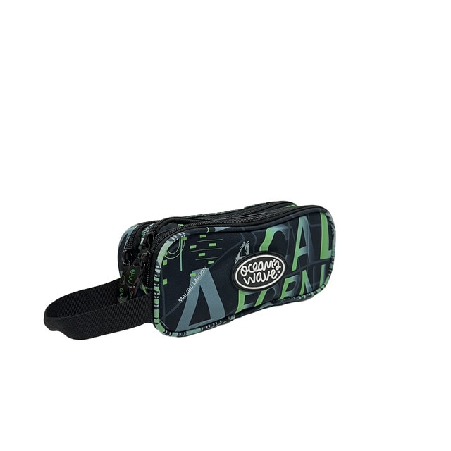 Estuche 3 cremalleras L.A. Ocean's Wave negro.