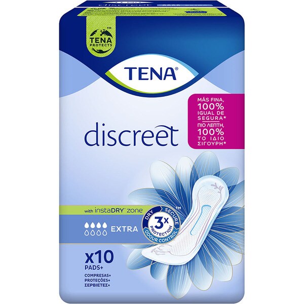 TENA Discreet compresa de incontinencia extra bolsa 10 unidades + 2 unidades gratis