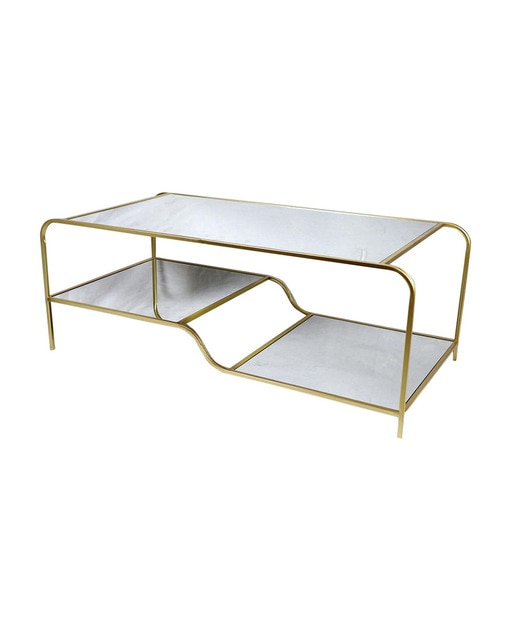 Mesa centro metal espejo 120x60x45 mate dorado