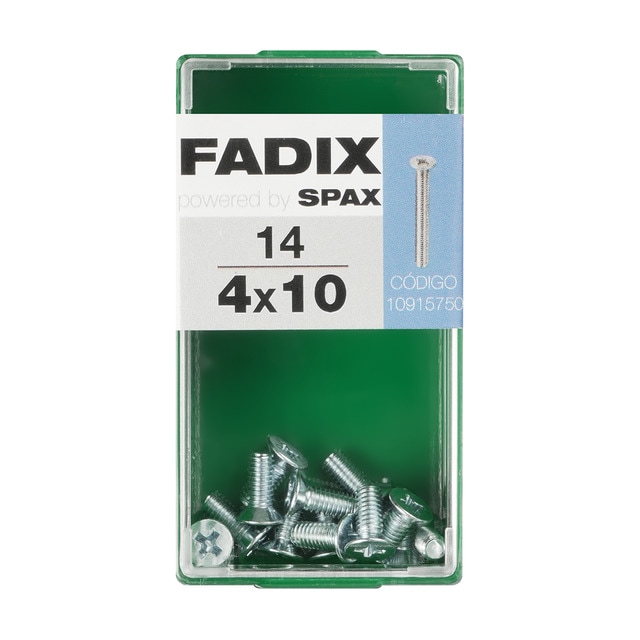 FADIX - Tornillo Métrica Cabeza Plana M4 x 10 mm - Caja 14 Uds.