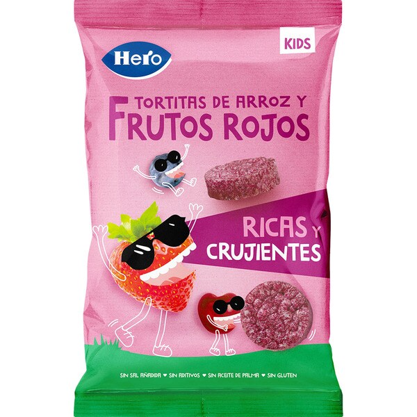 HERO KIDS tortitas de arroz y frutos rojos sin gluten desde 3 años bolsa 40 g