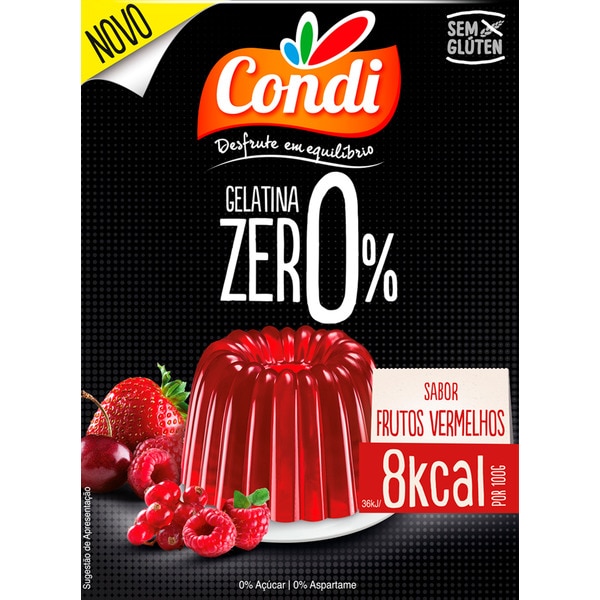 Gelatina Zero de Frutos Vermelhos embalagem 26 g