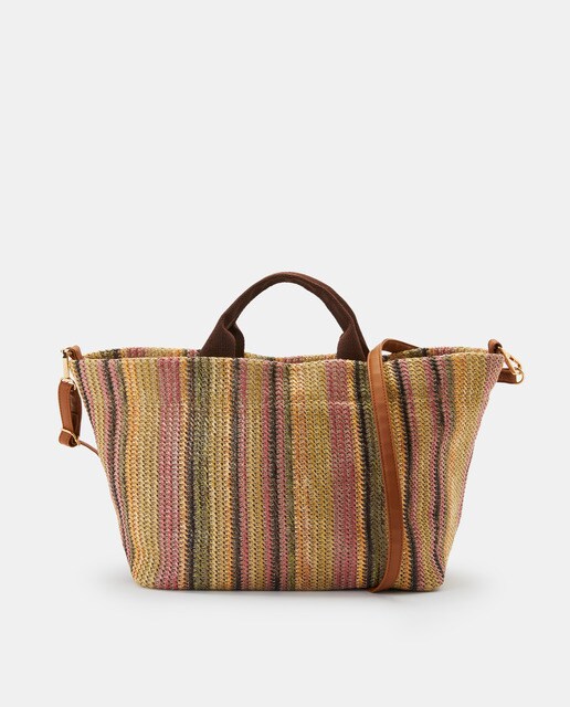 Multicoloured raffia shopper bag