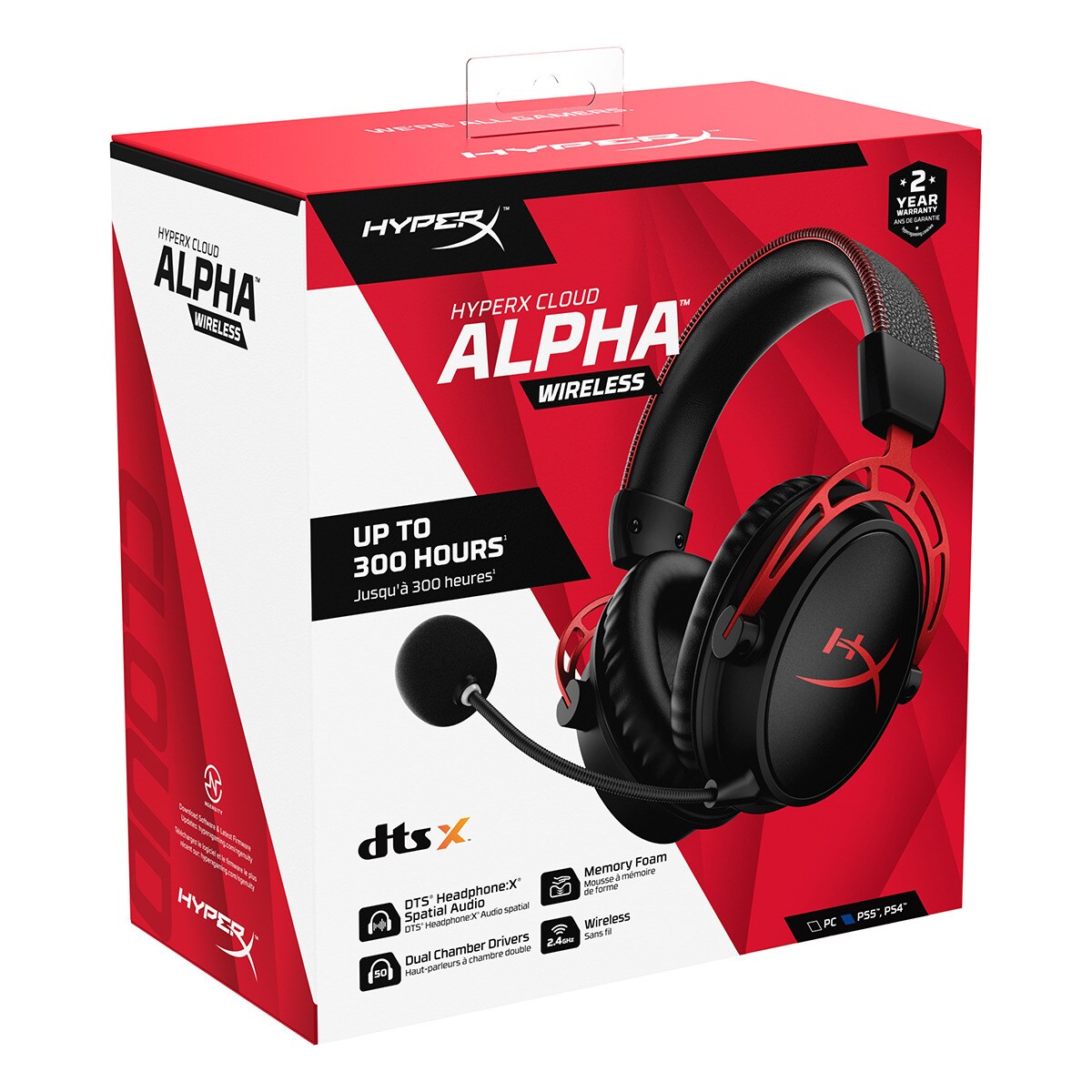 Headset Gaming HyperX Cloud Alpha Sem Fio com Microfone - Preto / Vermelho Preto / Vermelho-6