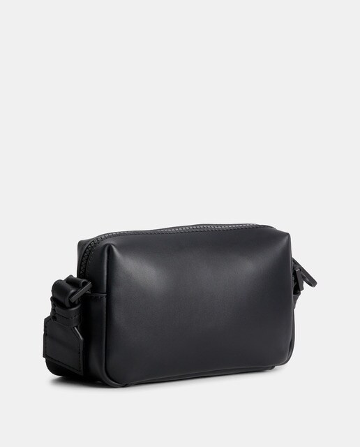 Black recycled crossbody bag with zip