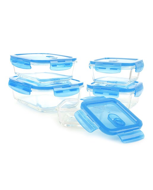 Envases borosilicato mb tapa azul set 5 unidades