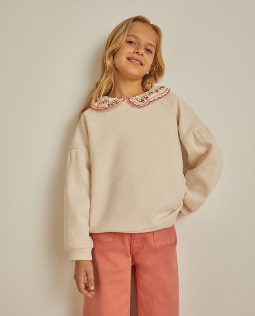 Girls' sweatshirt with embellished Peter Pan collar · Children's fashion ·  El Corte Inglés