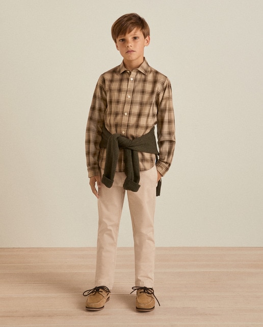 boys brown long sleeve shirt