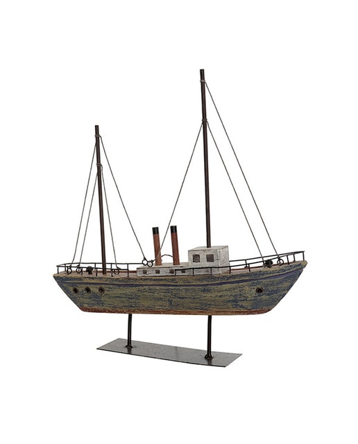 Figura madera metal 37,5x8,5x41 barco desgastado