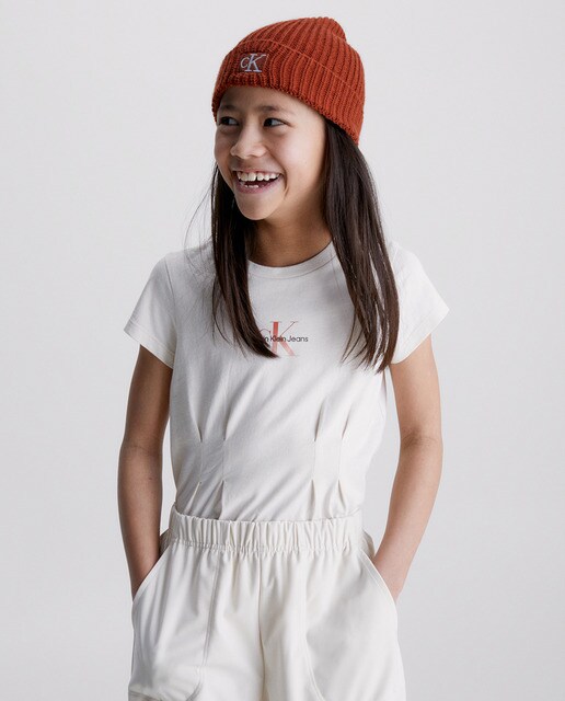 Girls' ivory short-sleeve T-shirt