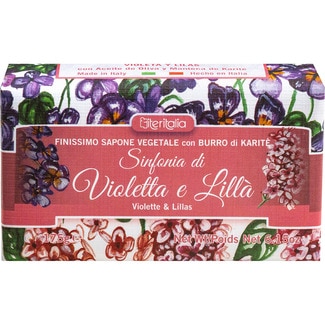 ITERITALIA jabón en pastilla vegetal en pastilla Violetas y Lilas con mantequilla de Karité Einheit 175 g