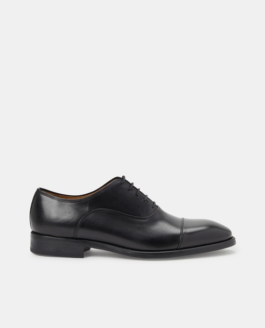 Chaussures à lacets homme en cuir à bout droit et semelle en caoutchouc