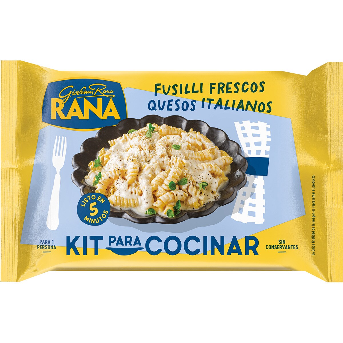 Fusilli frescos con quesos italianos + salsa fresca 1 ración envase 371