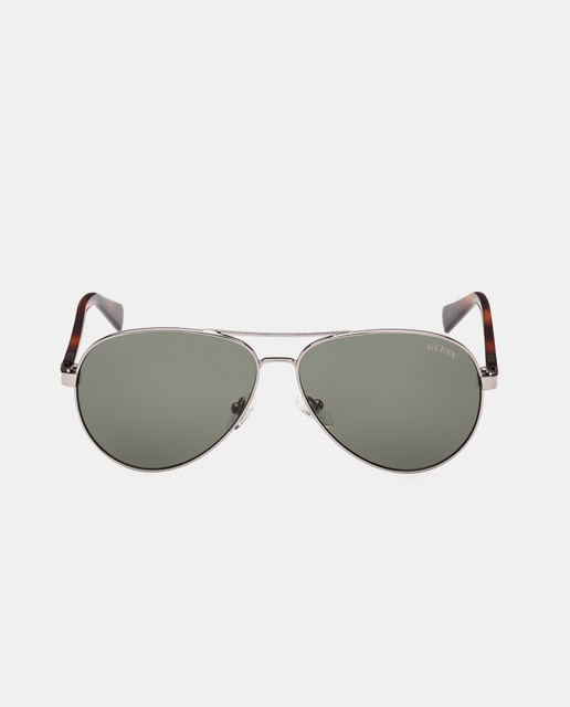 Gafas de sol unisex aviador de metal en gris y havana