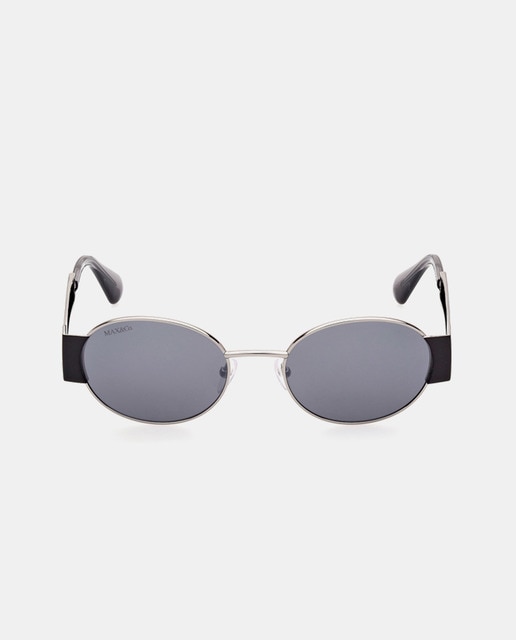 Gafas de sol de mujer ovaladas de metal en marrón