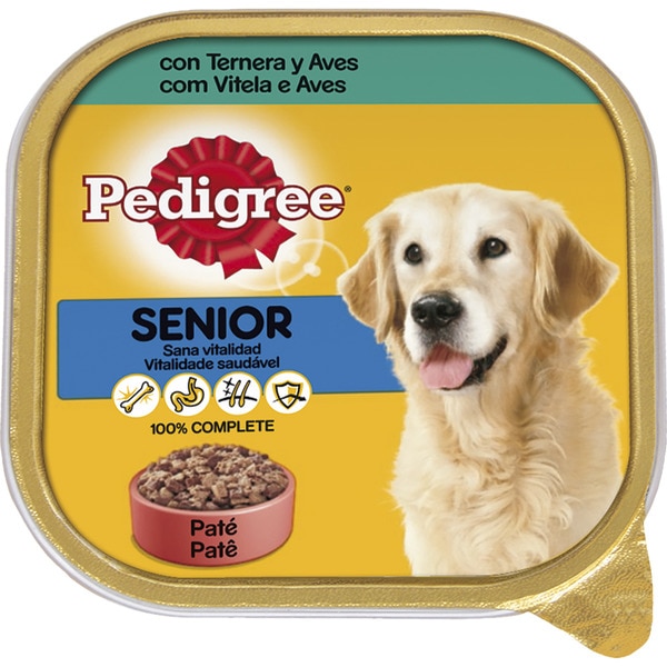 Senior wet dog food p t with beef and poultry for dogs over 8