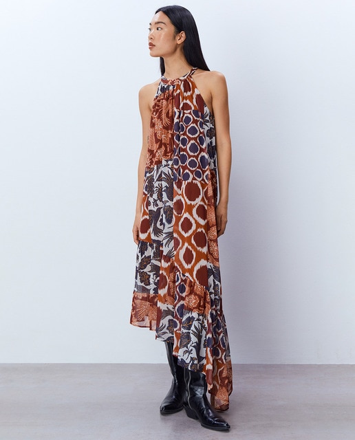Patch print dress