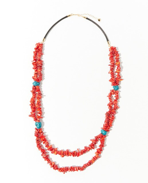 Coral triple necklace