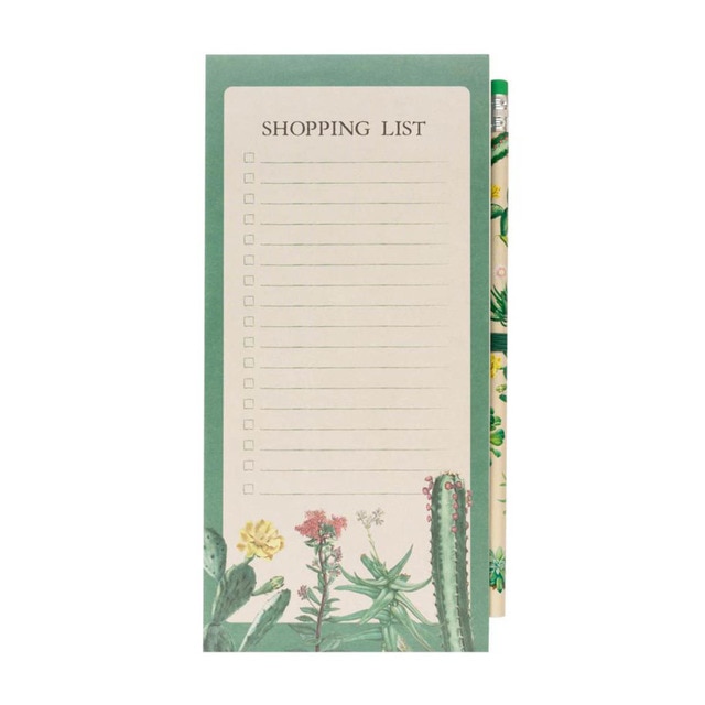 Notas magnéticas Botanical Cacti Kokonote verde y beige.