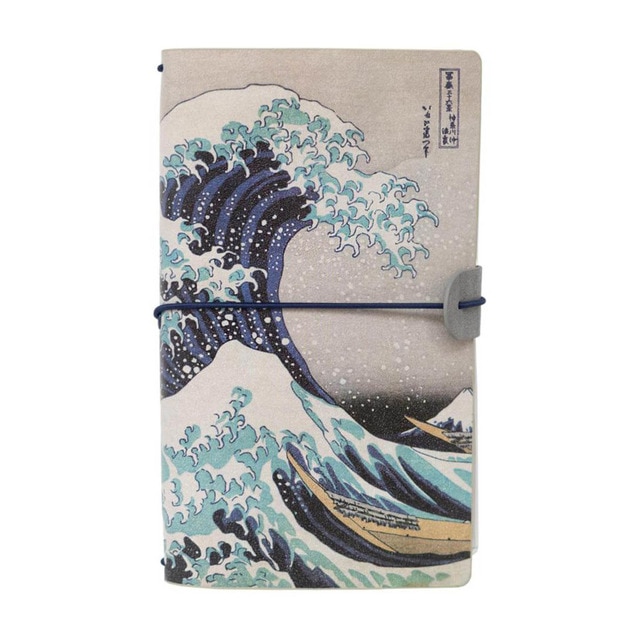 Cuaderno de viaje Hokusai Kokonote azul y gris.