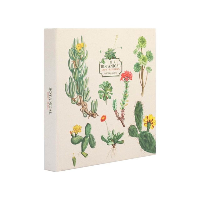 Álbum foto 16x16cm 24 páginas autoadhesivas Botanical Cacti Kokonote verde y beige.