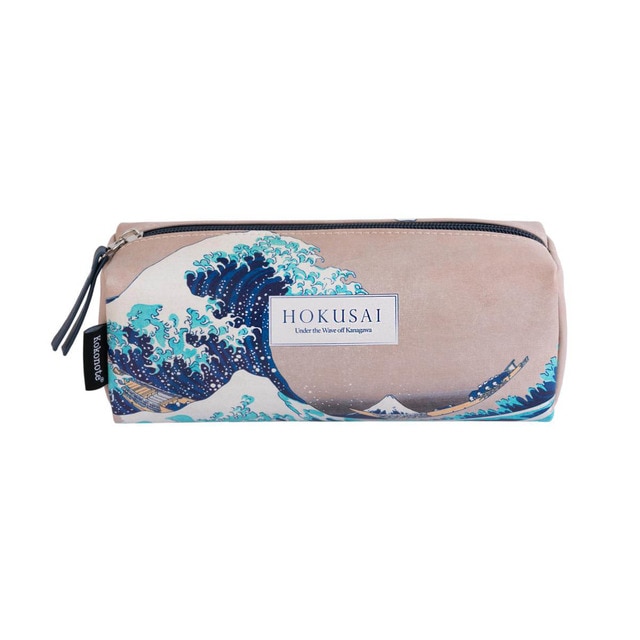 Estuche Hokusai Kokonote beige y azul.