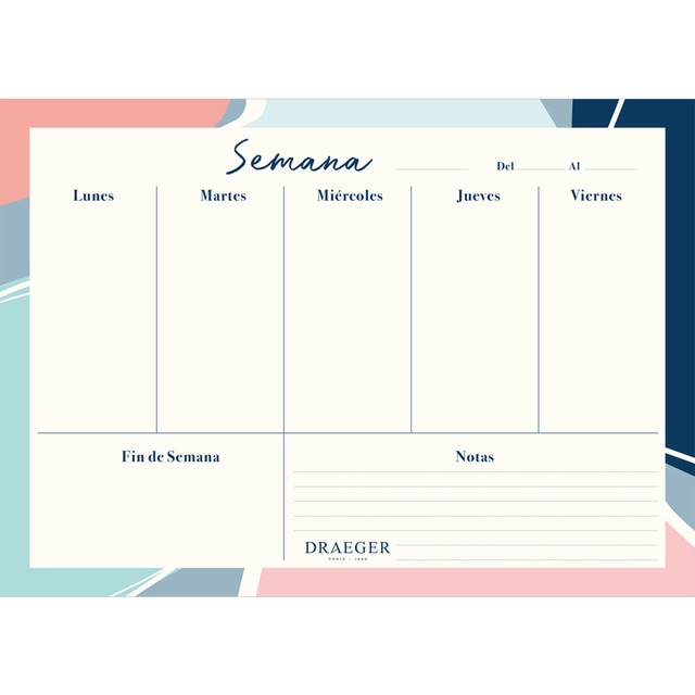Planificador semanal estampado Draeger blanco y multicolor