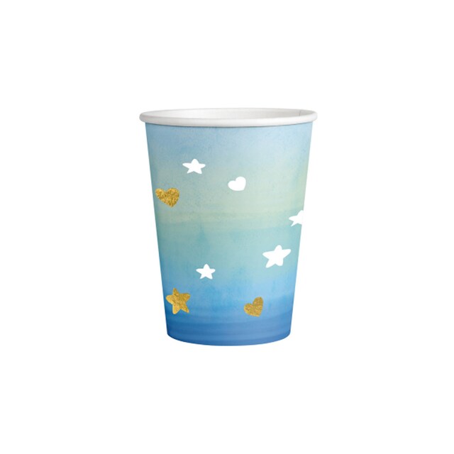 Pack 8 vasos papel 250ml bebe Liragram azul