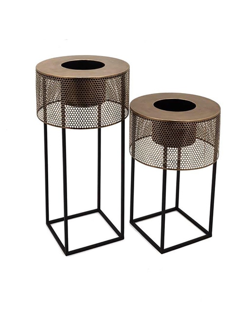 Macetero set 2 metal 33x33x67