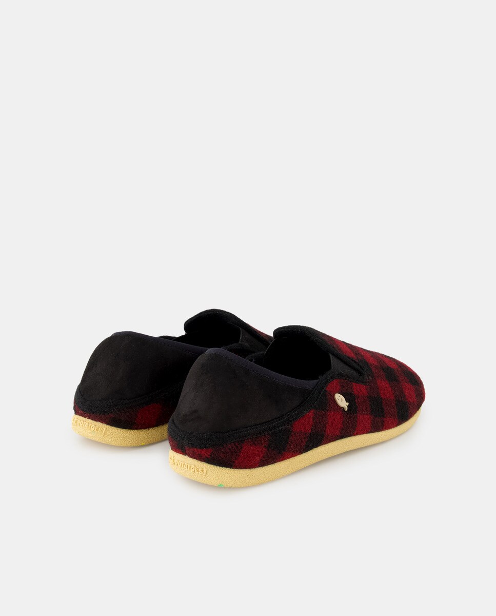 Pantufas Tipo Babuchas com Estampado aos Quadrados Bordeaux-3