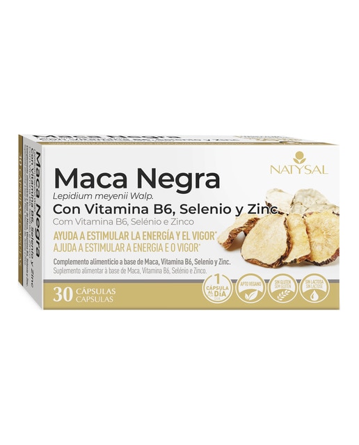 Cápsulas Maca Negra con B6, Selenio y Zinc 30 uds Natysal