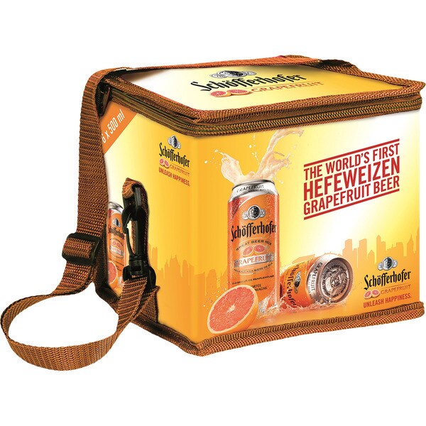 precios Schofferhofer Cerveza Rubia De Trigo Alemana Con Jugo De Pomelo Pack 6 Latas 50 Cl + Nevera en Hipercor