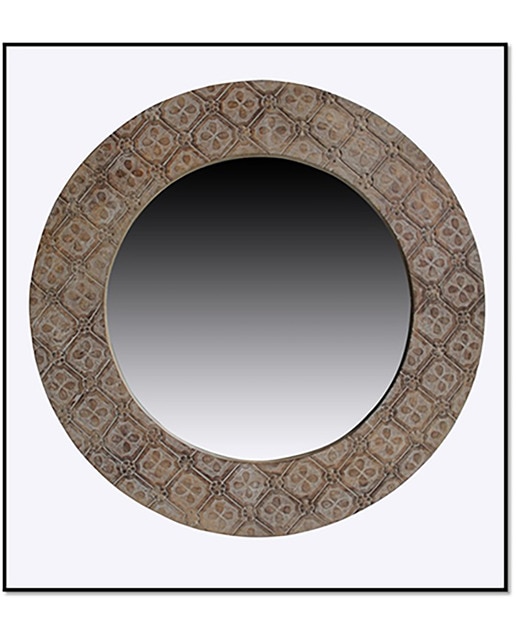 Espejo mango mdf 76x4x76 mandala decapé marrón