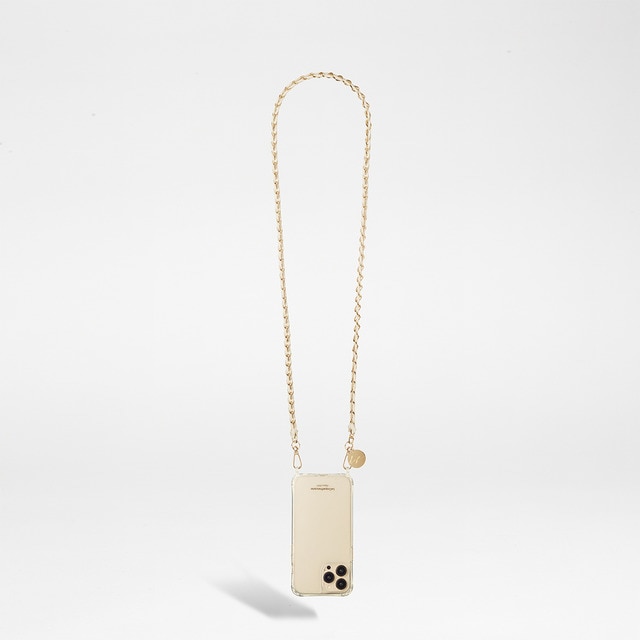 Cadena de bisutería Lou La Coque Française con mosquetones dorados 120 cm de largo en metal resistente dorado y blanco.