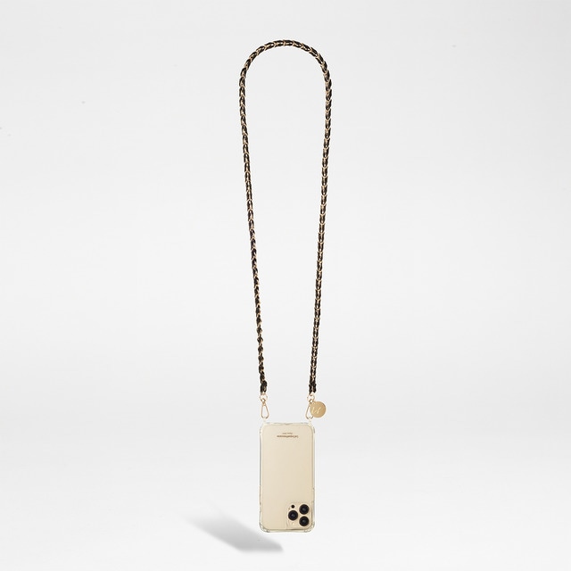 Lou cadena de bisutería La Coque Française con mosquetones dorados 120 cm de largo dorado y negro ultrarresistente.