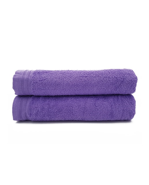 Pack 2 toallas ducha lisas color morado 420 gr