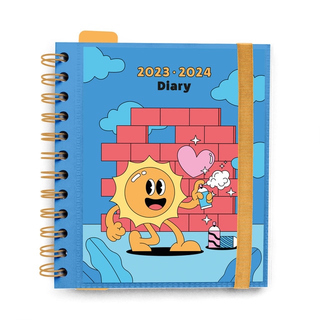 Agenda escolar 2023/2024 día página M 11 meses Cartoon Erik azul multilingüe..
