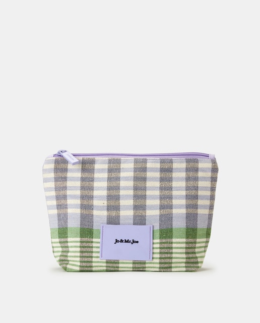 Purple checked beach pouch Women s fashion El Corte Ingl s