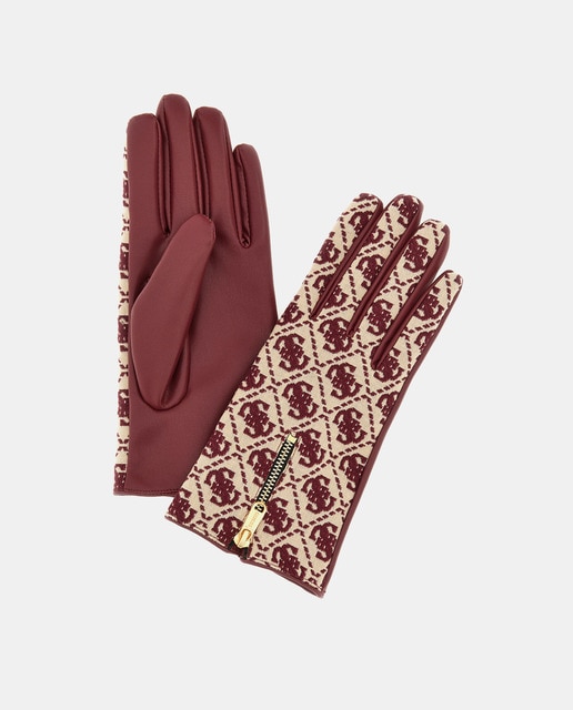 Guantes en rojo con estampado del logo y cremallera