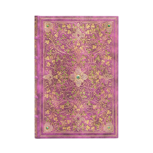 Libreta Jubileo de Diamante Mini (95x140x18mm) rayada de 176 páginas y cierre con banda elástica cortes del libro impresos Paperblanks multicolor.