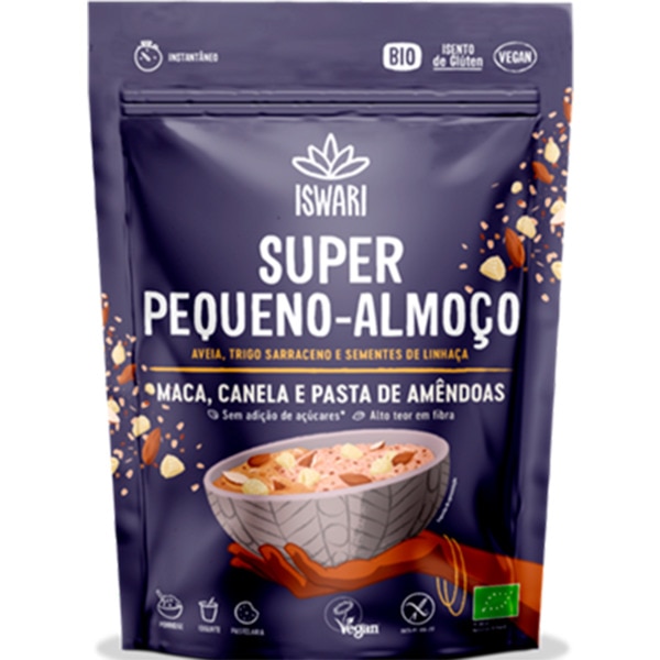 Super Pequeno Almoço Maçã, Canela e Pasta de Amêndoas embalagem 360 g