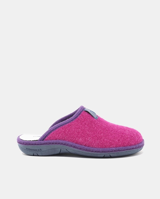 Zapatillas de casa abiertas de mujer en textil con suela de goma