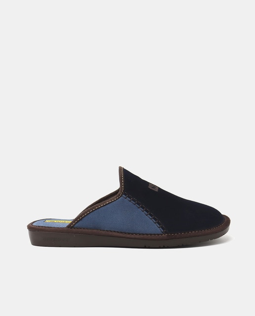 Zapatillas de casa abiertas de hombre en serraje con suela de goma