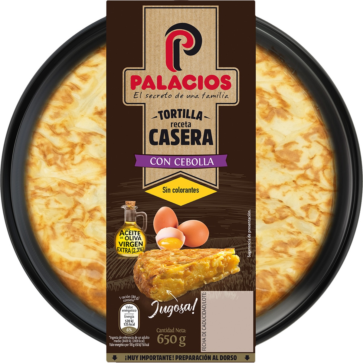Tortilla de patata casera con cebolla y AOVE sin gluten sin lactosa