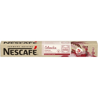 NESCAFE FARMERS ORIGINS Colombia café pure arabica intensidad 6 estuche 10 cápsulas compatibles con máquinas Nespresso