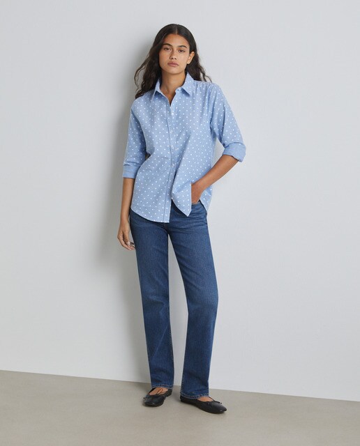 Camisa básica de manga larga mujer